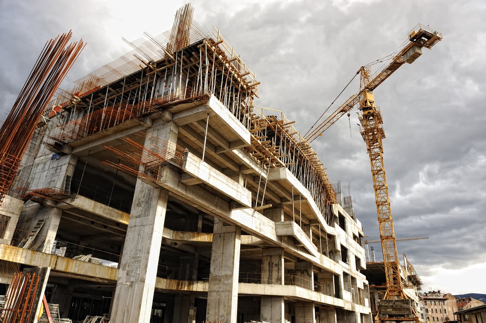 Construction site with crane and building Construction site with crane and building