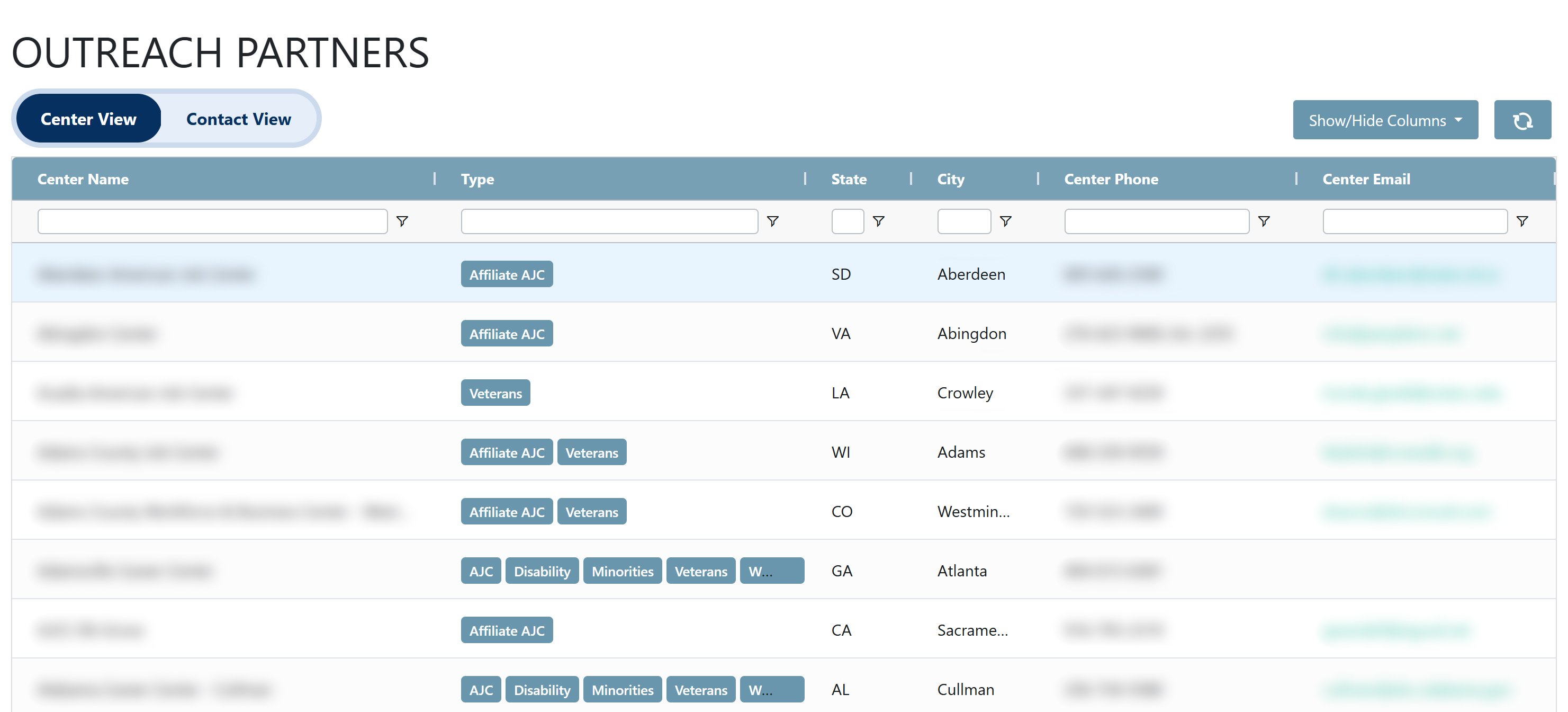 Outreach Screenshot Center View_redacted