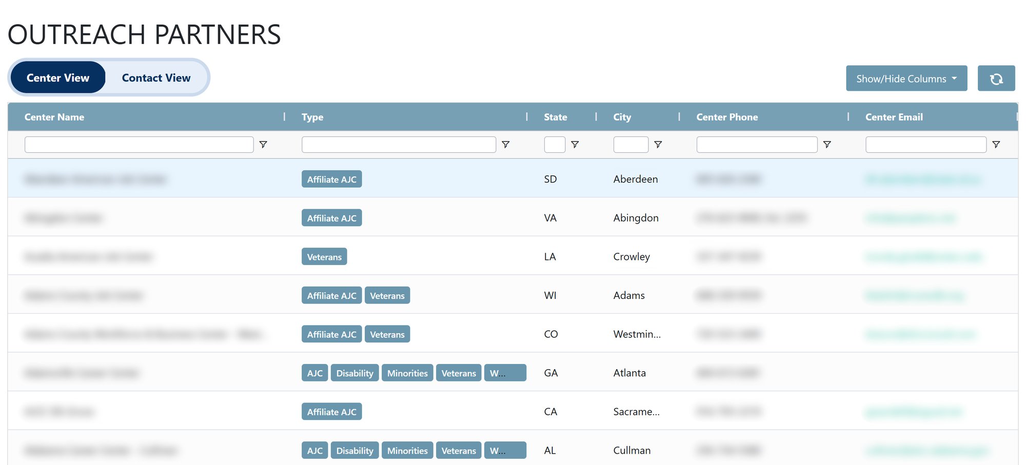 Outreach Screenshot Center View_redacted