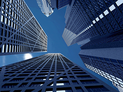 corporate buildings in perspective made in a 3d