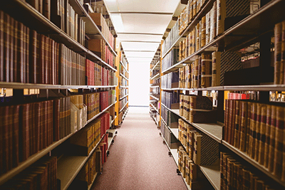 Bookshelfs in a library